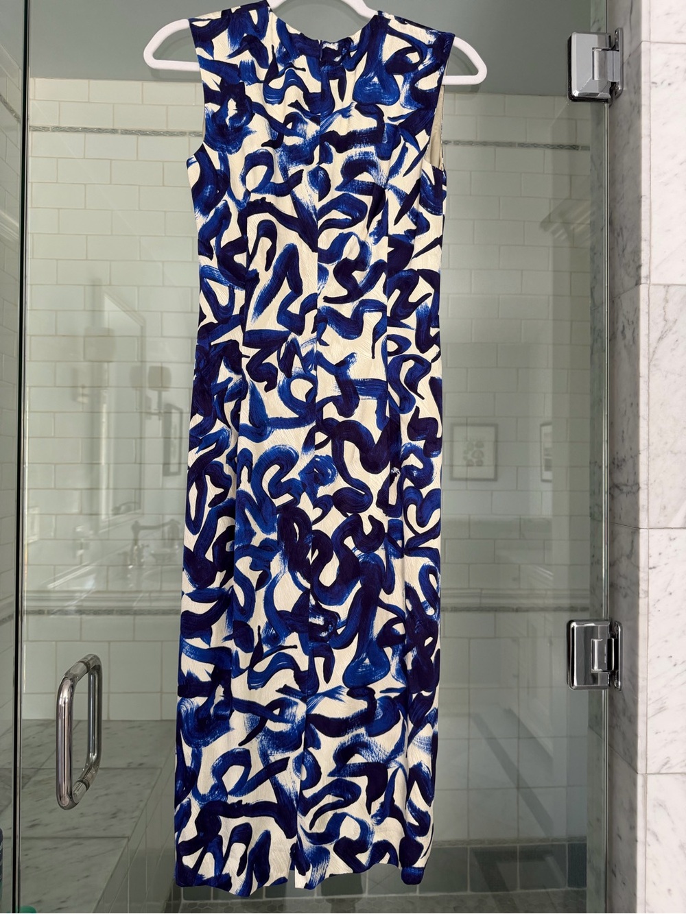 Dries Von Noten Sleeveless Blue Graphic Print Midi Dress - size 34